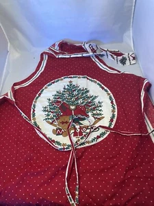Delantal de Navidad Vintage Rojo Country Granny Chic Arte Mecedor Caballo - Imagen 1 de 7