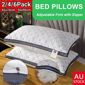2/4/6 Pack Hotel Quality Pillows Checked Adjustable Firm Home Bed Pillow Luxury - Picture 1 of 12
