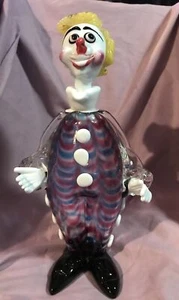 Murano Art Glass Clown Decanter 12” Striped Excellent Condition - Picture 1 of 8