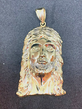 Mens 10K Solid Yellow Gold Jesus Christ Head Face Pendant 7.8 Grams 2"