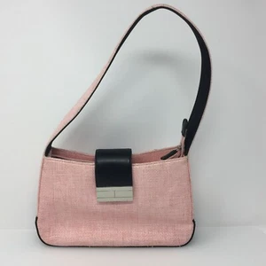 Tommy Hilfiger Women's Handbag Purse Pink Box Weave w/ Black & Silver Accents - Picture 1 of 8