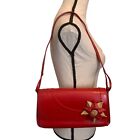 Susan Lucci Shoulder Bag Red 2 Tone Flower Snap Close