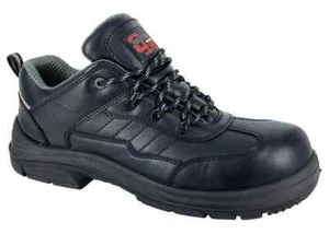 Zapatos de seguridad Grafters M303A ajuste súper ancho punta de acero ropa de trabajo de cuero - negros - Imagen 1 de 3