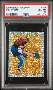 PSA 10 GEM MINT 1999 MERLIN POKEMON S26 ASH-PRISM - Picture 1 of 4