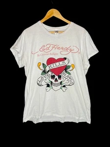 Ed Hardy By Christian Audigier Mens T Shirt White XL Love Kills Slowly Sz 2X - Picture 1 of 8