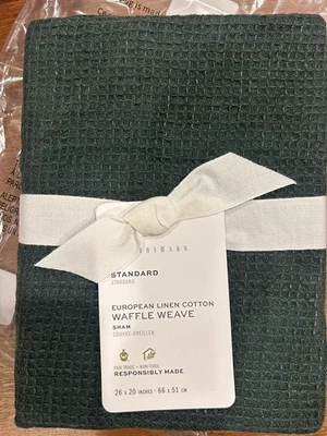 Juego de 2 almohadas Pottery Barn europeo PINO verde lino belga lino euro nuevas con etiquetas Foto 1 de 4