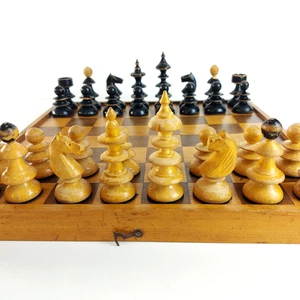 Vintage Wooden Chess Set Vienna Coffee House style - PLEASE READ! - Picture 1 of 17