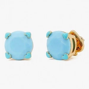Nuevo con etiquetas Pendientes Kate Spade Redondos Corazón Punta $38 Oro Azul Turquesa - Imagen 1 de 6