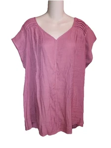 Camisa túnica suelta plisada rosa oscuro PerSeption para mujer nueva con etiquetas talla 3X - Imagen 1 de 2