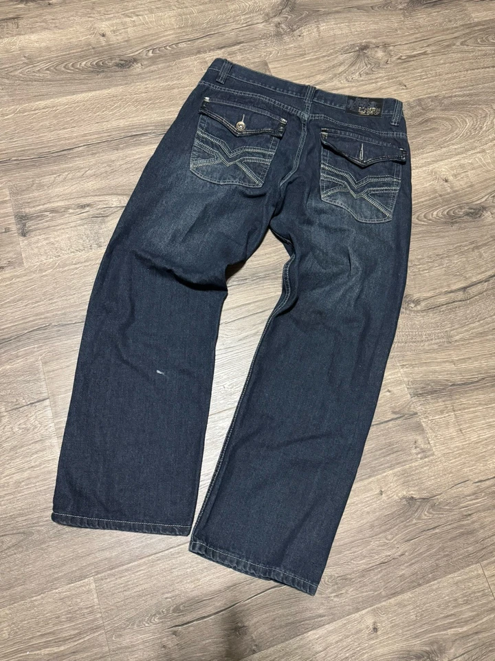 N.B.N. Gear Jeans 36X32 Y2K Sueltos Hip Hop Bordados Azul Denim Ropa de Calle Foto 1 de 4