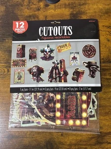 Evil Clown WALL CUTOUTS 12 Piece Halloween Party Decorations Carnival Sealed - Picture 1 of 8