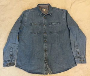 Carbon 2 Cobalt Denim Button Up Shirt Mens Large Blue Light Wash 2 Front Pockets - Picture 1 of 10