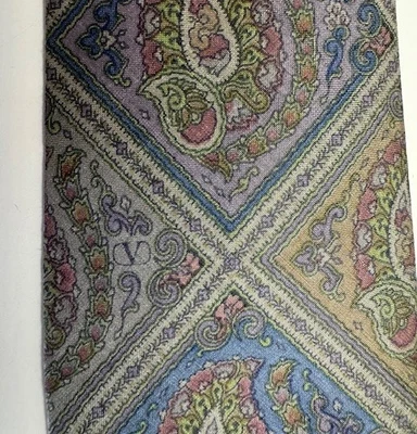 Corbata delgada verde azul púrpura cachemira VALENTINO seda logotipo Italia Foto 1 de 4