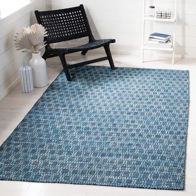 Alfombra de acento Kilim Collection - 3' x 5', azul y negro, diseño de lana tejido plano,... Foto 1 de 4