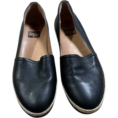 Fitflop Sirena Cuero Alpargatas Cuñas Mujer’s Talla 10 Negro Usado en Excelente Condición Foto 1 de 4