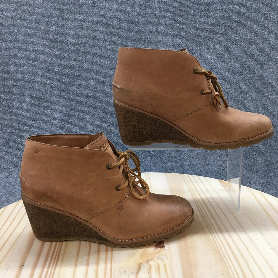 Sperry ботинки женщин 8,5 М Celeste Prow ботинок коричневый кожаный на танкетке STS80147 - Изображение 1 из 4