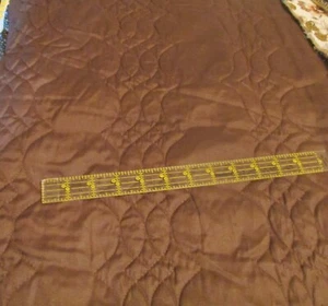 PreQuilted Fabric Home Decor Satin type solid BROWN Vtg 70s 56"x44 - Picture 1 of 2