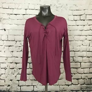 NUEVO Con DEFECTOS ROSA Para Mujer Top Corbata Frontal Manga Larga Malva Talla Mediana - Imagen 1 de 6