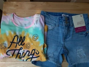 SO Girls T-Shirt & Denim Bermuda Shorts Size 4 NEW WITH TAGS - Picture 1 of 5