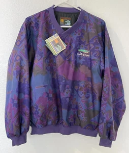 New! Vtg 90s Forresters Golf Coeur D’alene Purple Geometric Pullover Unisex M - Picture 1 of 13