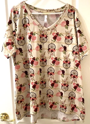 Top túnica larga para mujer Lularoe talla 3XL multicolor cuello en V floral Foto 1 de 4