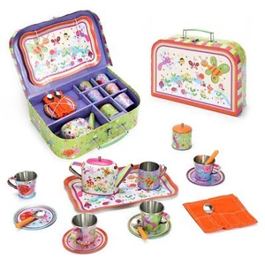 SOKA 18 Pcs Bugs Metal Tin Kids Teapot Tea Party Set Toy Pretend Role Play - Picture 1 of 8