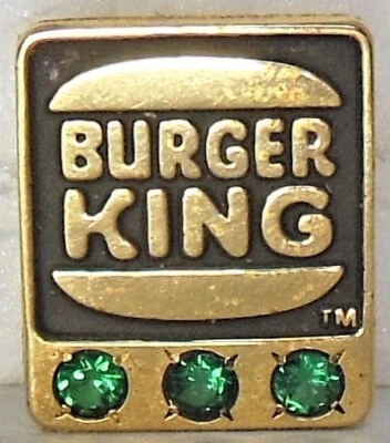 🍔👑 Burger King Co. 24K G.P. advertising logo employee service award tie pin - Image 1 of 4