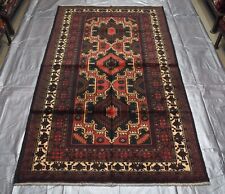 Vintage Afghan Tribal Baluchi Area Rug 4x6 ft Hand Knotted Oriental Wool Carpet