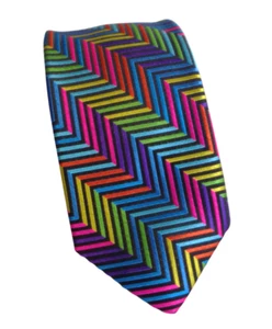ROBERT TALBOTT BOC, IRIDESCENT, STUNNING MULTICOLOUR 'HERRINGBONE' TIE, FREEPOST - Picture 1 of 6