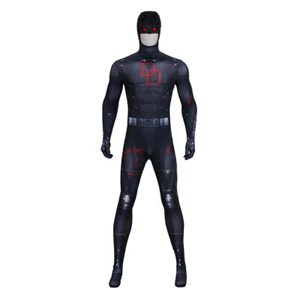 Superhero Black Daredevil 2 Jumpsuit Carnival Bodysuit Halloween Cosplay - Picture 1 of 24