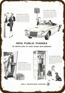 1960 GLOCKE Münztelefon Telefonzelle Vintage-Look *DEKO NACHBAU BLECHSCHILD* - Bild 1 von 1