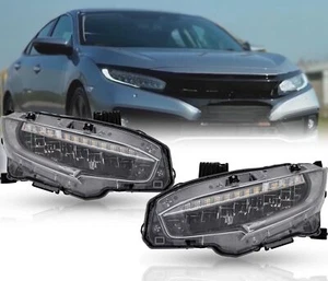 For Honda 2019-2021 Civic Coupe/Sedan Touring LED Headlights Pair Set with DRL - Picture 1 of 9