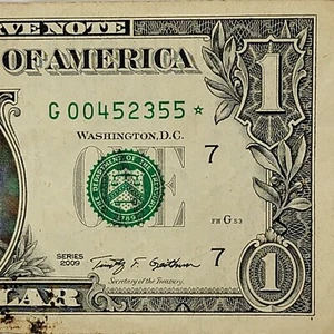 G Star Note One Dollar Schein G00452355* 2009 Chicago Sheet Note 640k gelaufen - Bild 1 von 8