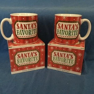 "SANTA'S FAVORITE" Matching Pair of Christmas Mugs - Brand New -Hot Cocoa Coffee - Picture 1 of 8