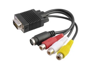 Analog Composite RCA AV And S-Video To D-sub 15-pin VGA Breakout Cable - Picture 1 of 4