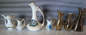 Mini jarras/jarrones Bud vintage - blanco y dorado, lote de 7 - Imagen 1 de 4