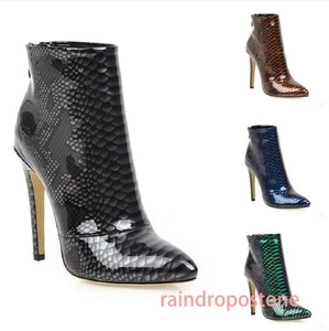 Women's Pointy Toe Stiletto High Heel Ankle Boots Back Zip Shoes Nightclub Sexy - Picture 1 of 20