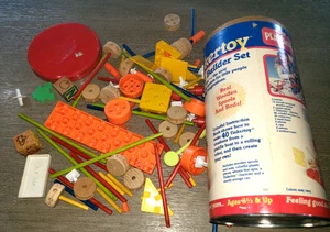 VINTAGE PLAYSKOOL TINKERTOYS BIG BUILDER SET JUNGEN MÄDCHEN 1986 IM KANISTER SAMMELN - Bild 1 von 2