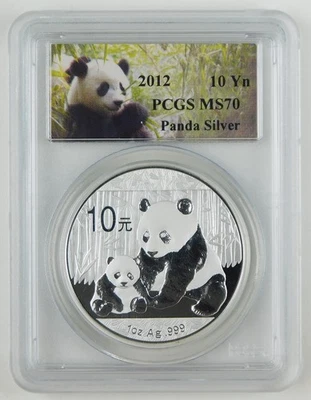 Moneda sin circular China 2012 10 yuanes 1 oz plata panda graduación profesional MS70 C2968 Foto 1 de 2