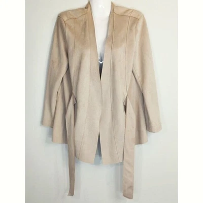 Chaqueta Zara Basic Bronceada Gamuza Corbata Cintura Mujer Grande Costera Vaquera Western Chic Foto 1 de 4