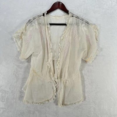 Chaqueta Antigua Mujer S Marfil Encaje Bordada a Mano Años 40 Delicados Defectos Transparentes Foto 1 de 4