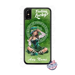 St Patrick's Day Pin Up Girl Feeling Lucky Custom Phone Case for iPhone Samsung - Picture 1 of 11