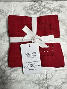 POSAVASOS WILLIAMS SONOMA LINO DOBLE DOBLADILLO. JUEGO DE 6. Nuevo con etiquetas - Imagen 1 de 4