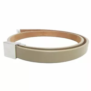 Cinturón Louis Vuitton Cuire Sanctuary cuero estrecho plata herrajes beige usado d3b - Imagen 1 de 8