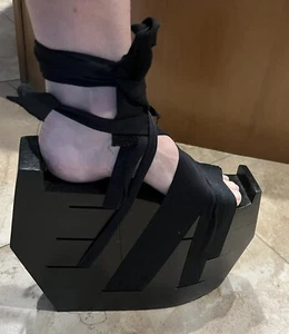 Handmade Avant Garde Heavy Wood Platform Shoe Sz 9.5/10 Women’s… Unbranded - Picture 1 of 14