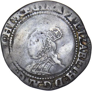1560-1 Chelín Isabel I (Cruz Crosslet) - Moneda de plata británica martillada - Imagen 1 de 2