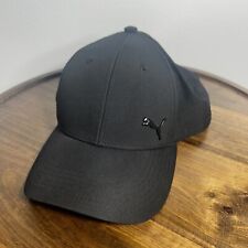 PUMA Men's Fitted Hat Cap Stretch Fit S/M Baseball Golf Black On Black Logo