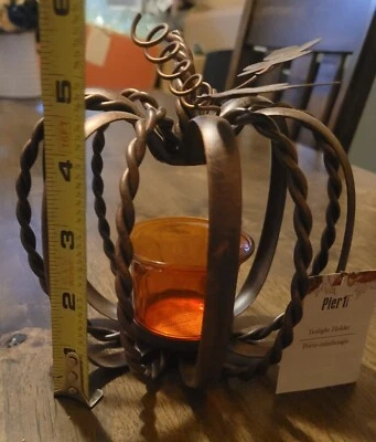 NWT Pier One Metal Twist Pumpkin Fall Tealight Candle Holder. NOS - Image 1 of 4