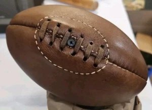 Vintage Real Leather Small Size Rugby Ball, Possibly Football, 4 Panel G11 - Picture 1 of 6