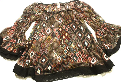 Vestido túnica Noa Elle Top multicolor transparente informal mangas campana redondas mediano Foto 1 de 4